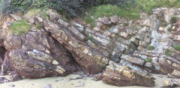 Thrust fault in Devonian sandstones as Lligwy Bay.